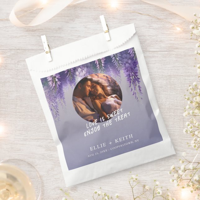 Sacolinha Gradiente Caprichoso Roxo Foto Floral de Casamento (Cortado)