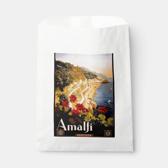 Sacolinha Gráfico de Arte do Poster de viagens Amalfi Itália (Frente)