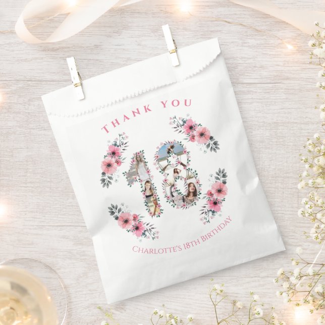 Sacolinha Grande 18ª Rapariga Foto Colagem de Aniversário Fl (Cortado)