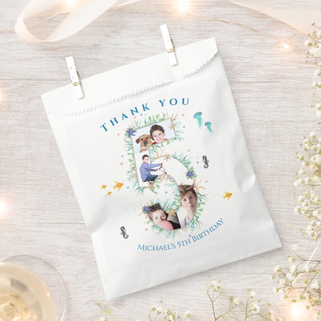 Sacolinha Grande 5 Foto Colagem Aniversário Sob O Mar (Cortado)