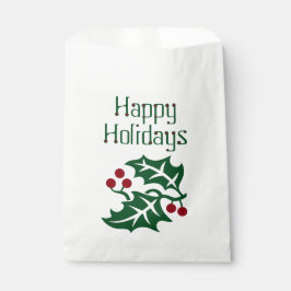 Sacolinha Green Holly e Red Berries Felizes Feriados 50