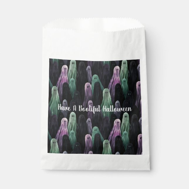 Sacolinha Green Purple Black Ghosts Bootiful Halloween (Frente)