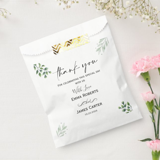 Sacolinha Greenery Boho Leaf Favor Caixas (Selado)