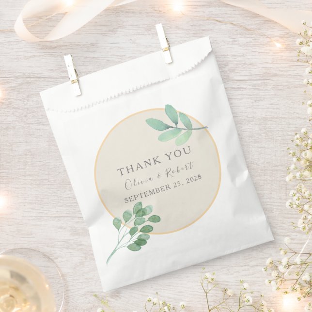 Sacolinha Greenery Dourado Wedding Favor Bolsas (Cortado)