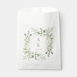 Sacolinha Greenery Foliage Monogramas Iniciais Casamento