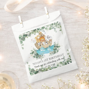 Sacolinha Greenery Noah's Ark Cute Animal Bebê Aniversário