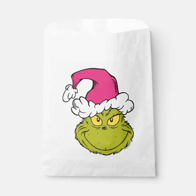 Sacolinha Grinch com Chapéu de Papai Noel Rosa (Frente)