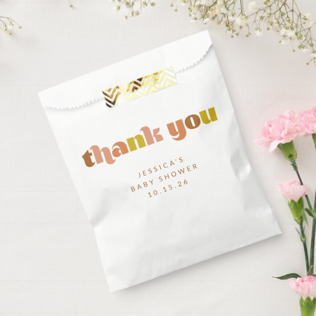 Sacolinha Groovy Terracotta Peach Chá de fraldas Personaliza (Selado)