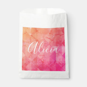 Sacolinha Grunge rosa laranja texto de nome personalizado em