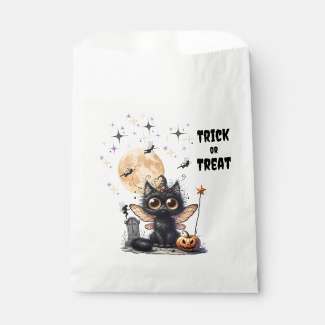 Sacolinha Halloween De Gatinho De Olho Largo, Retro, Bonito (Frente)