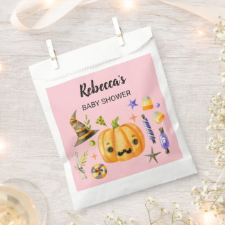 Sacolinha Halloween Um Pequeno Bebê Pumpkin Bebê Rosa