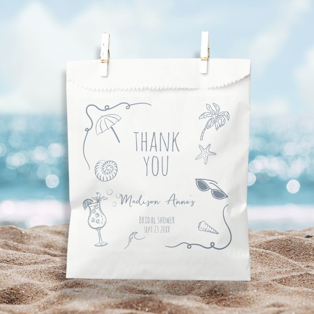 Sacolinha HandDrawn Beach Doodle Thank You Bridal Shower (Criador carregado)