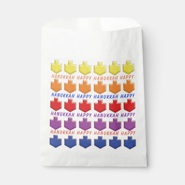 Sacolinha Hanukkah Favor Bag, "Dreidels 3D" (Frente)