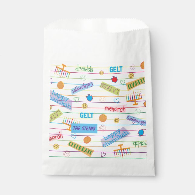 Sacolinha Hanukkah Favor Bag, "Partido Chanukah" (Frente)