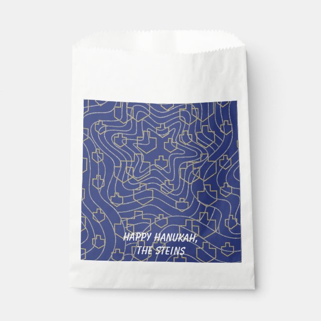 Sacolinha Hanukkah Favor Bag, "Sonhos e Estrelas Elegantes" (Frente)
