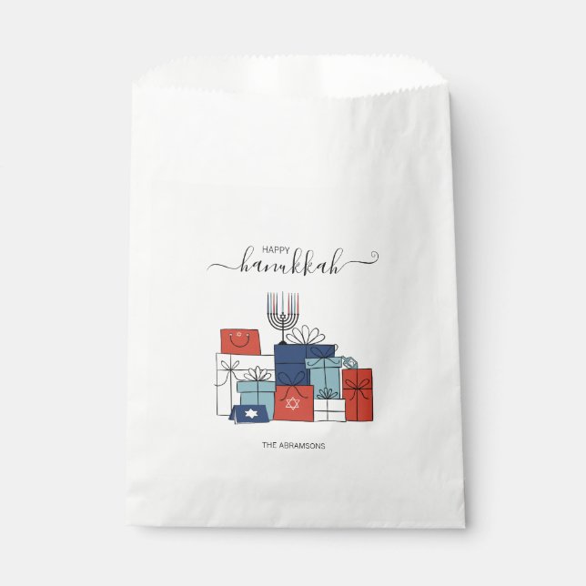 Sacolinha Hanukkah Oferece e Menorah Bolsas de Feriado (Frente)