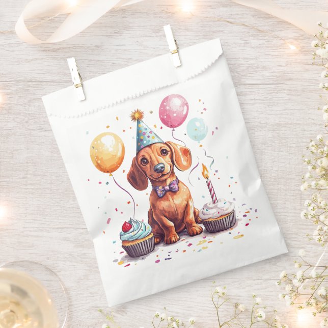 Sacolinha Happy Birthday Dachshund Dog  (Cortado)