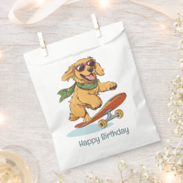 Sacolinha Happy Birthday Golden Retriever Dog Skateboarding