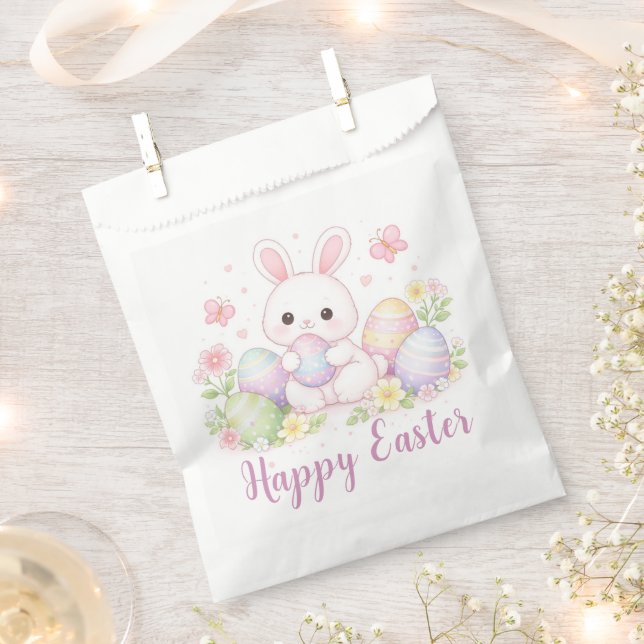 Sacolinha Happy Easter Spring Design - Cute Easter Bunny  (Cortado)