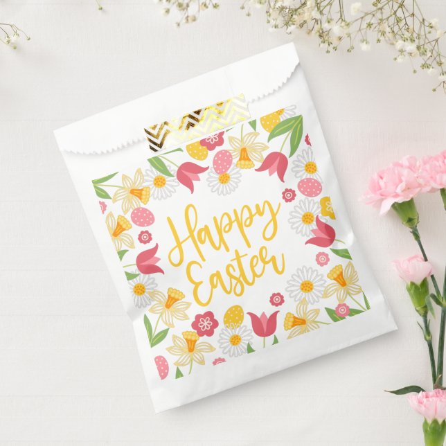 Sacolinha Happy Easter | Yellow Red Floral  (Selado)