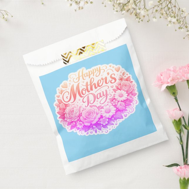 Sacolinha Happy Mother's Day floral wreath glue party (Selado)