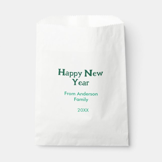 Sacolinha Happy new year green add family name year simple  (Frente)