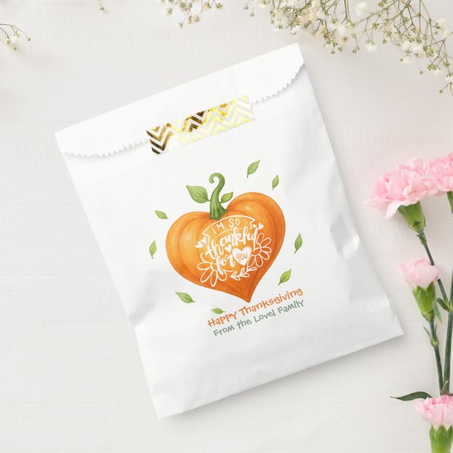 Sacolinha Happy Thanksgiving Thankful Heart Pumpkin  (Selado)