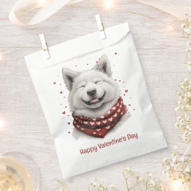Sacolinha Happy Valentines Day Samoyed Dog (Cortado)