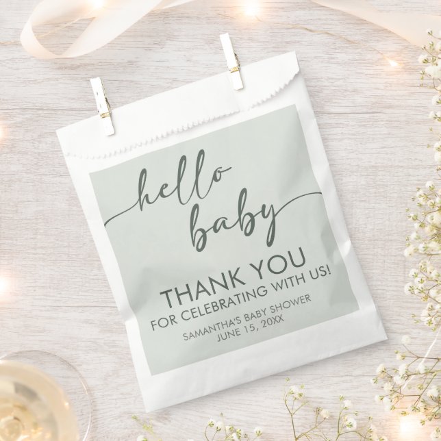 Sacolinha Hello Baby Minimalist Baby Shower (Cortado)