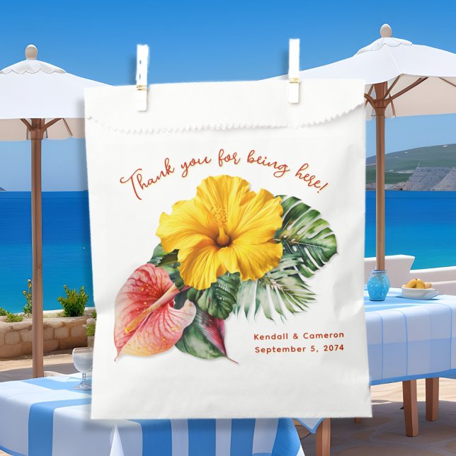 Sacolinha Hibiscus Wedding Obrigado Por Bolsas Favoráveis (Criador carregado)