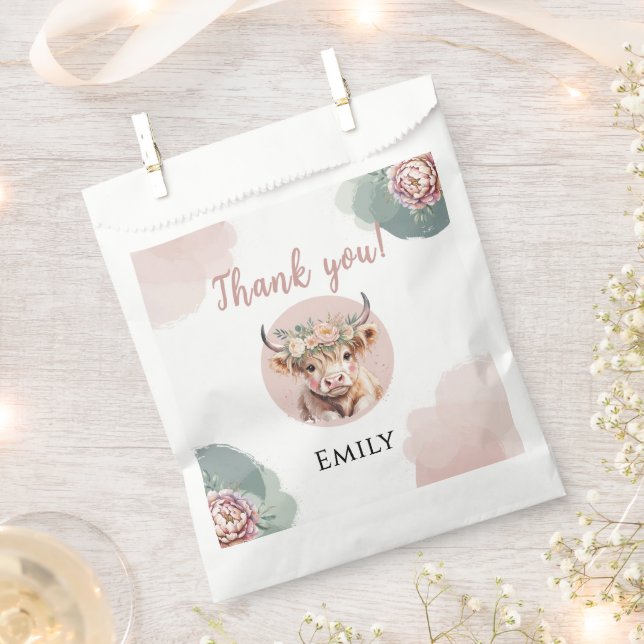 Sacolinha Highland Cow Birthday Favor Bags Girl Party (Cortado)