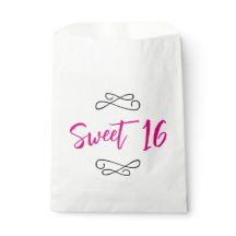 Hot Pink Chic Doodle Moderno Script Sweet 16
