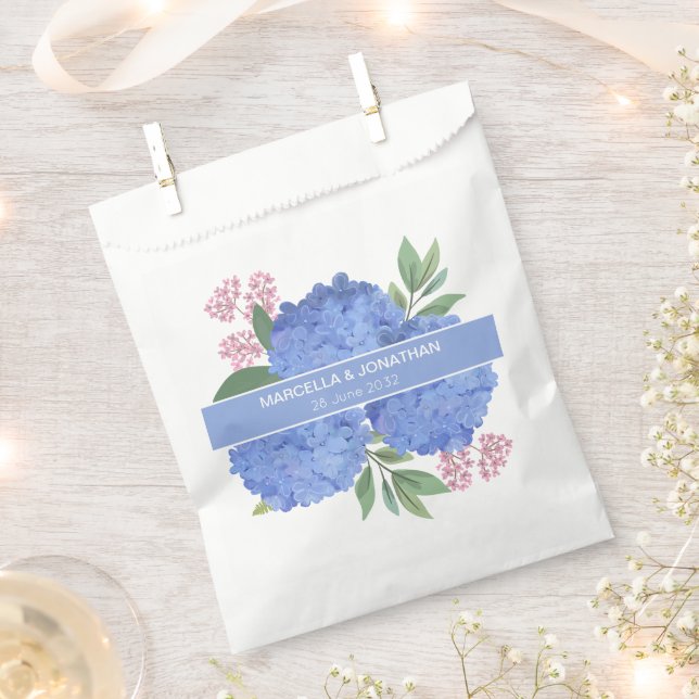 Sacolinha Hydrangeas Azul Personalizado do Buquê Moderno (Cortado)