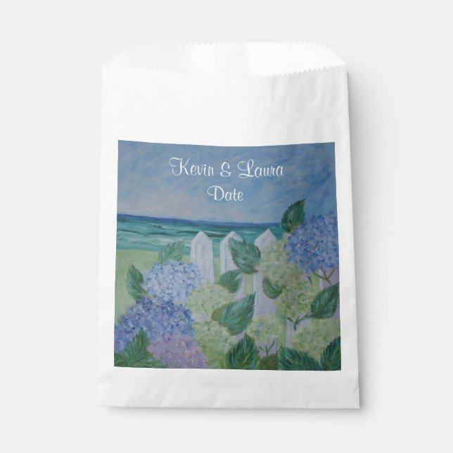 Sacolinha Hydrangeas Pelo Casamento Da Praia (Frente)