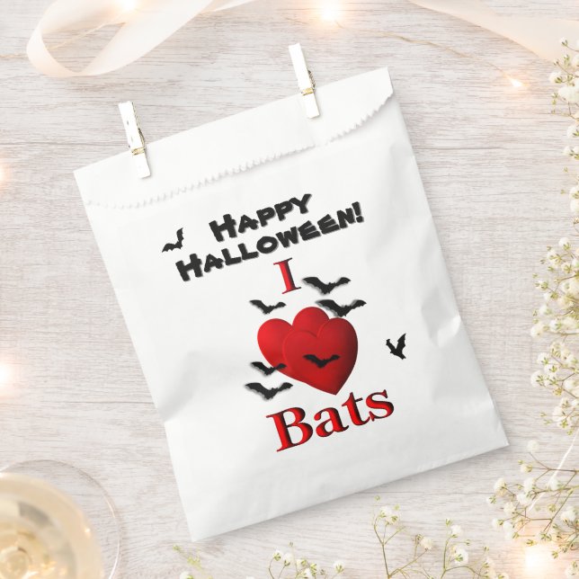 Sacolinha I Heart Bats Happy Halloween (Cortado)