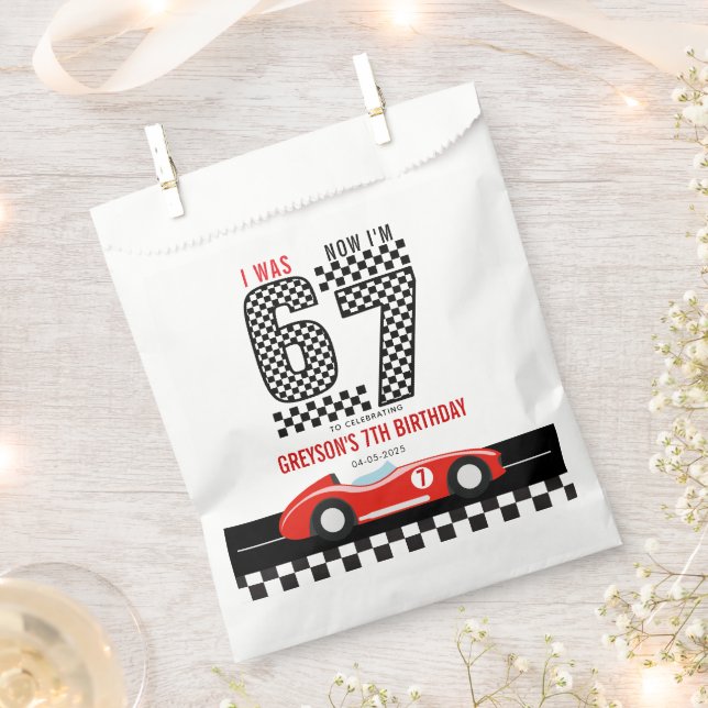 Sacolinha I Was 6 Now I'm 7 Race Car Boy Birthday Party (Cortado)