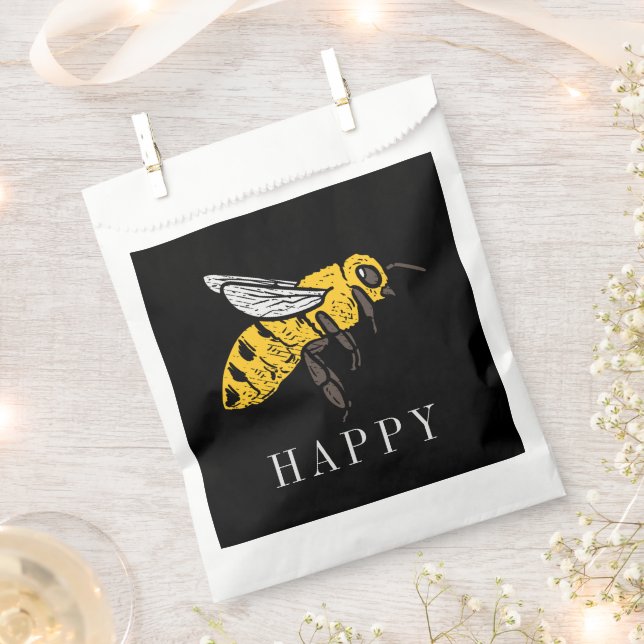 Sacolinha Ilustração de Insetos Personalizados da Bee Happy (Cortado)