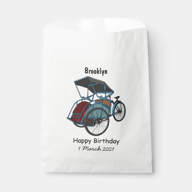 Sacolinha Ilustração do desenho do rickshaw Ciclo (Frente)