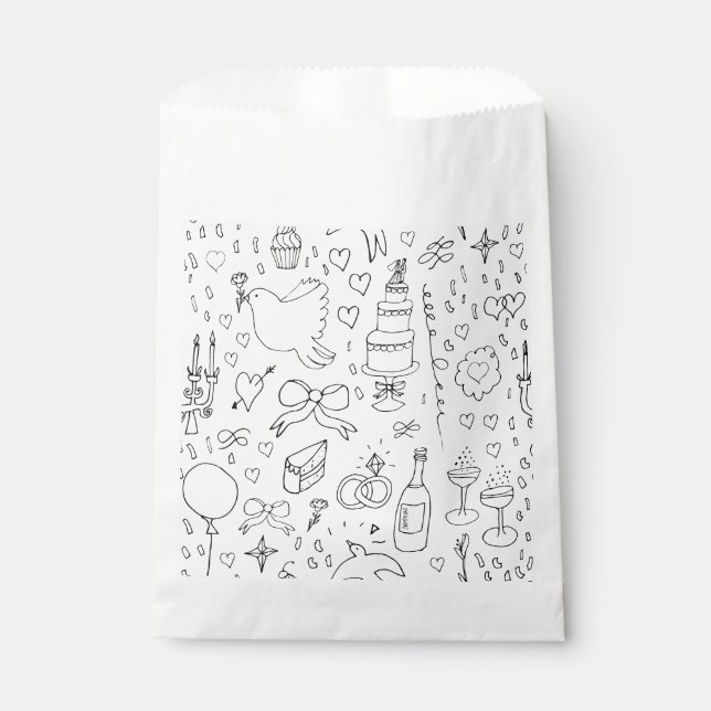 Sacolinha Ilustrações de Dodle Casadas em Preto e Branco (Frente)