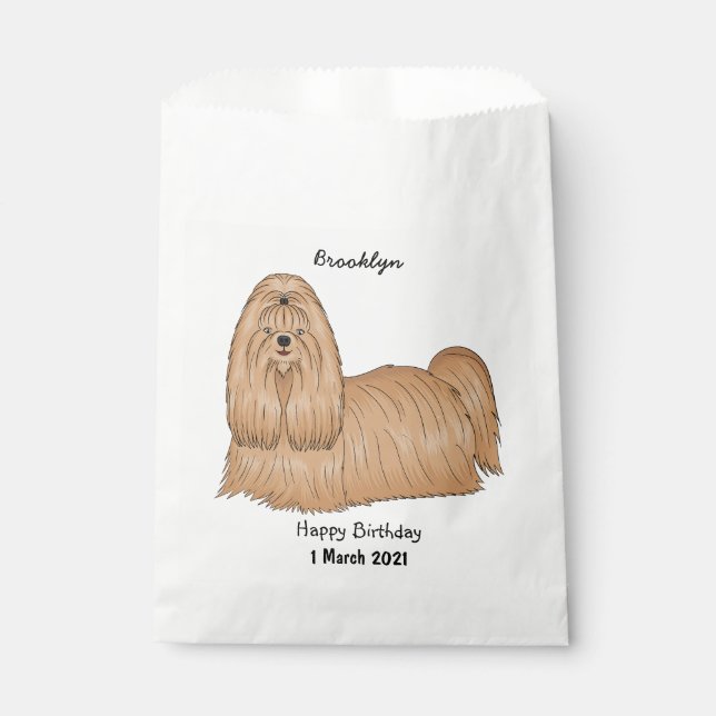Sacolinha Imagem de desenho animado de cabelos longos Shih t (Frente)