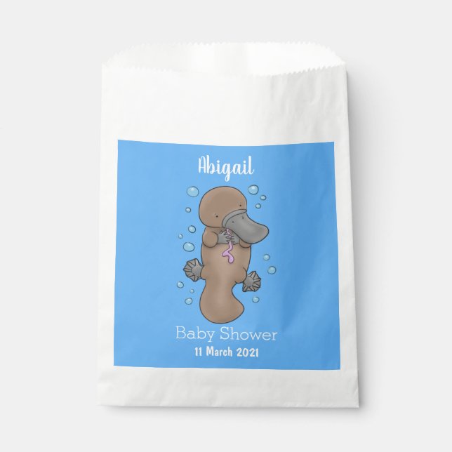 Sacolinha Imagem de desenho animado de platypus de bebê feli (Frente)
