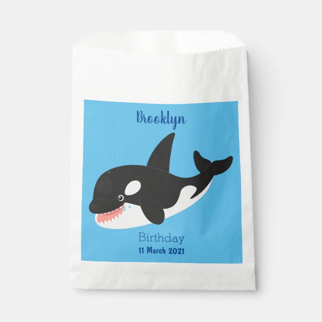 Sacolinha Imagem engraçada de desenho animado de orca (Frente)