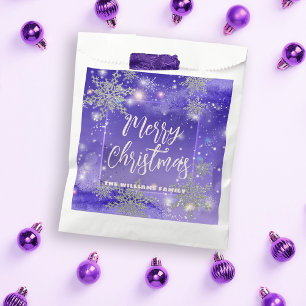 Sacolinha Incrível Natal de Inverno Roxo Brilhante