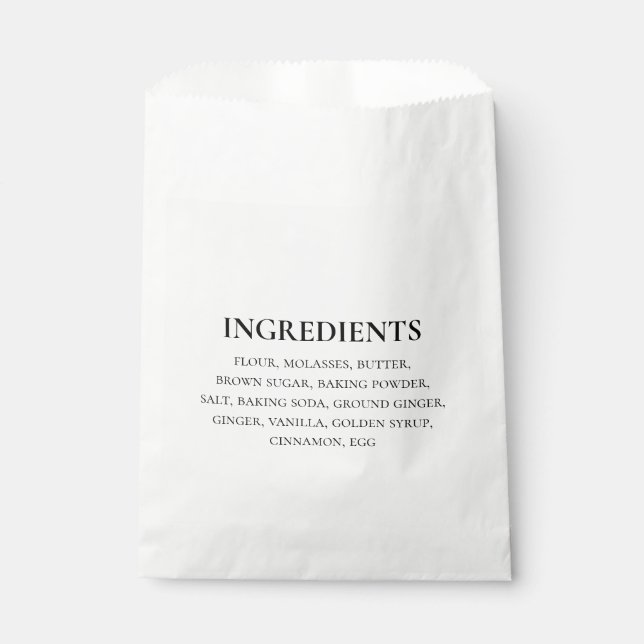 Sacolinha Ingredientes Personalizados Preto Branco Simples (Frente)