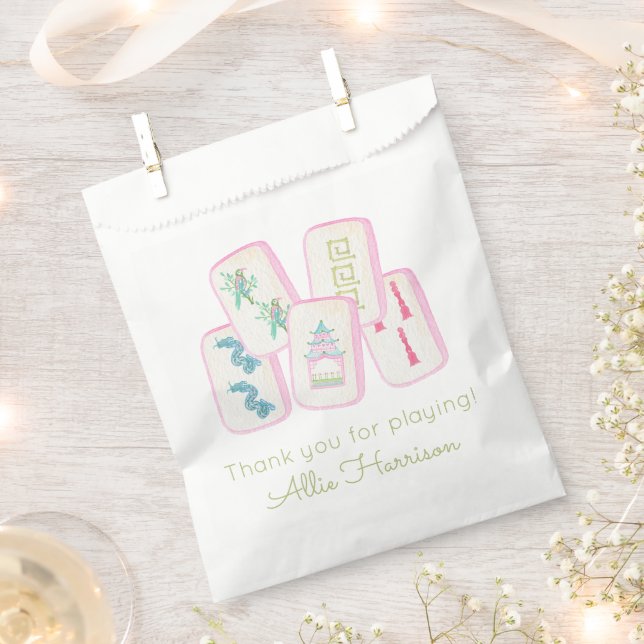 Sacolinha Invólucro de Azulejos de Forma Rosa e Verde (Cortado)