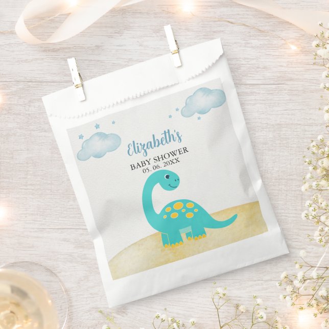 Sacolinha It's a Boy, Cute Watercolor Dinosaur Baby shower (Cortado)