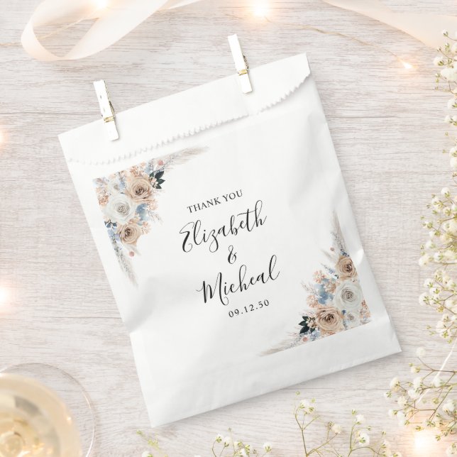 Sacolinha Ivory E Blue Boho Floral Favor Bag (Cortado)