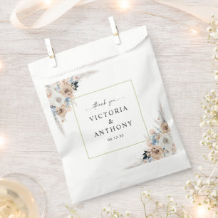 Sacolinha Ivory E Blue Boho Floral Favor Bag