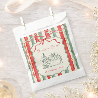Sacolinha Jantar de Natal com Laço de Listras Vintage