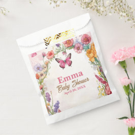 Sacolinha Jardim Floral Chá de fraldas Borboletas Rosa